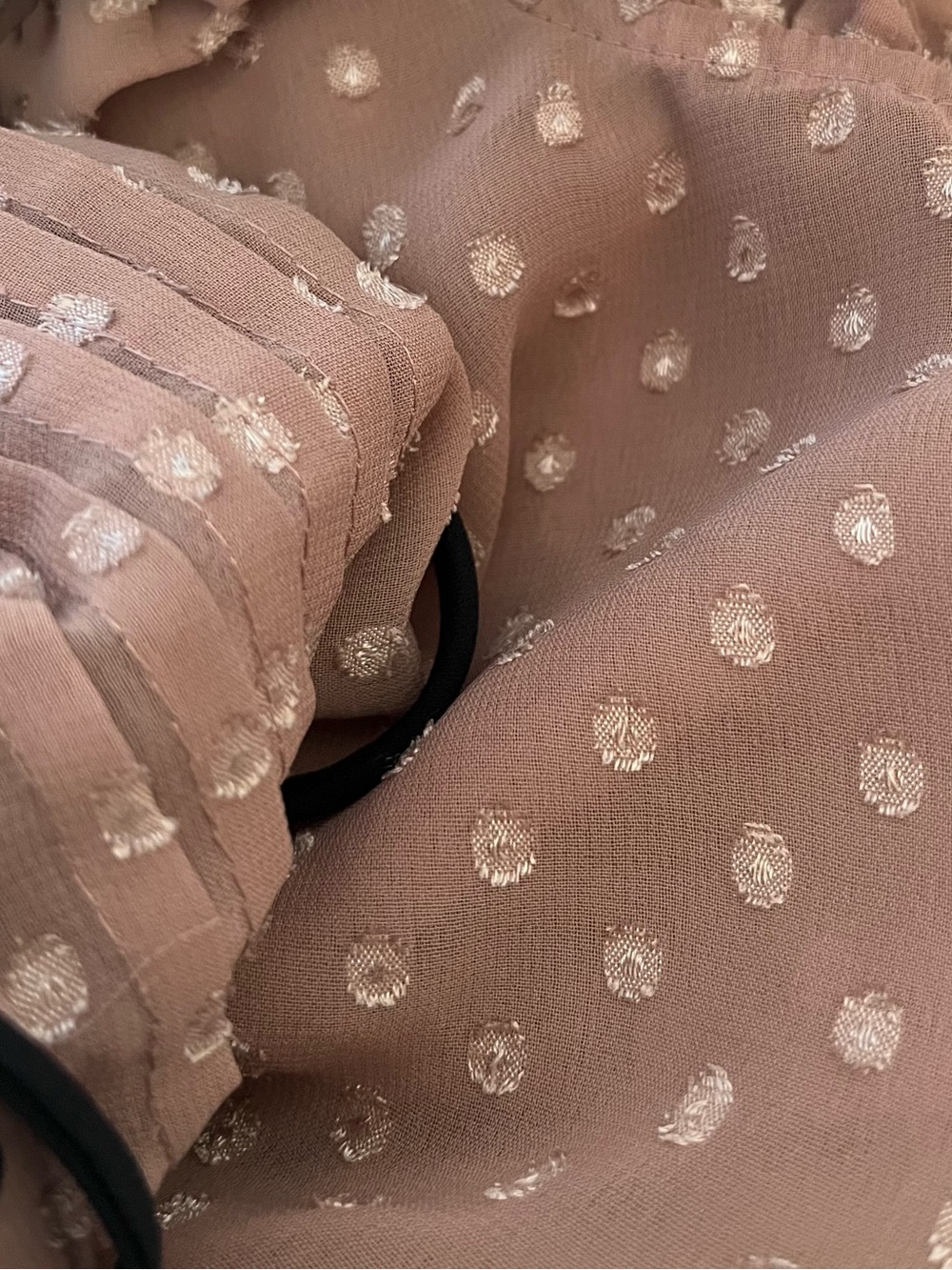 Daniel Rainn Tan Semi Sheer Blouse S Ruffle & Pleat Detail - Picture 7 of 7